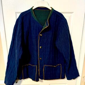 Reversible barn coat blue and green